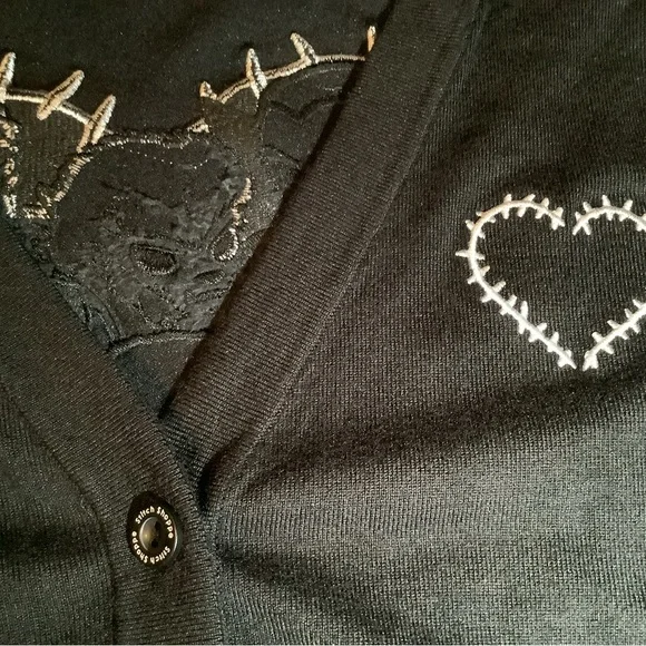 Stitch shoppe by loungefly universal monsters cropped cardigan, black, size: M - Picture 3 of 11